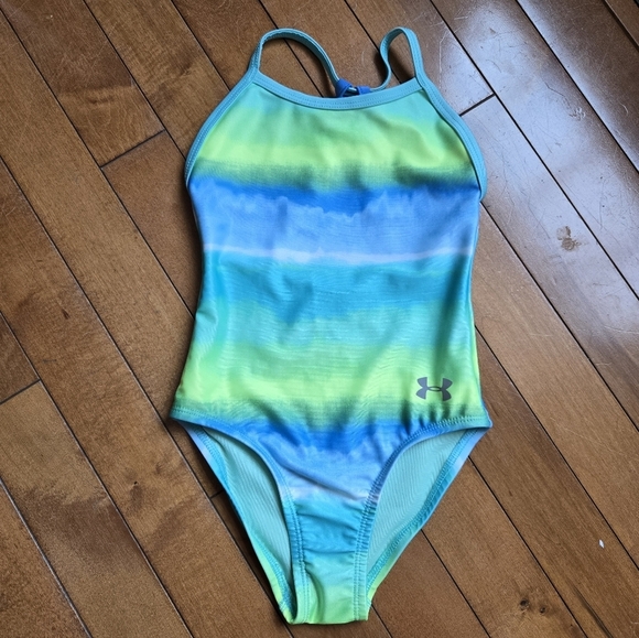 Under Armour Blue and Green Ombre one Piece Swimsuit EUC 3T - Picture 1 of 6